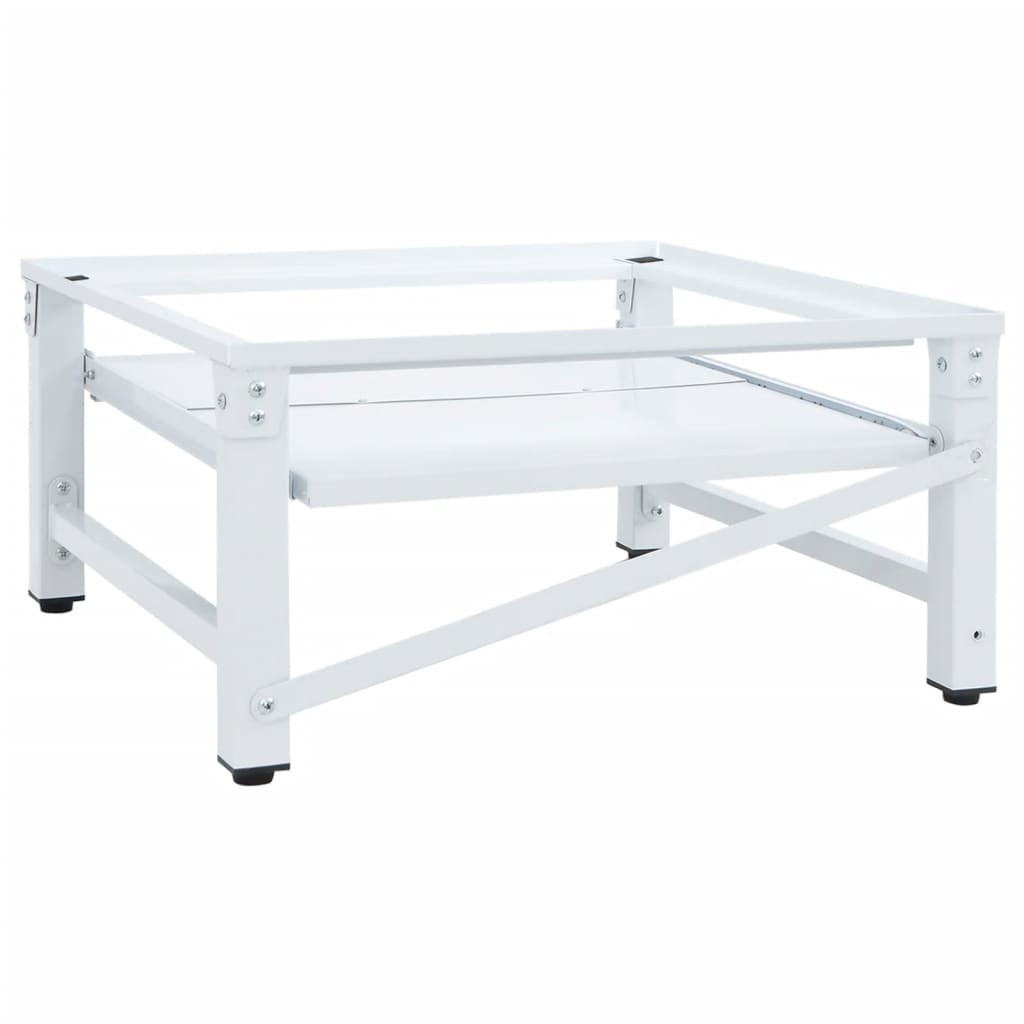 vidaXL Βάση Πλυντηρίου Ρούχων με Συρόμενο Ράφι Λευκή