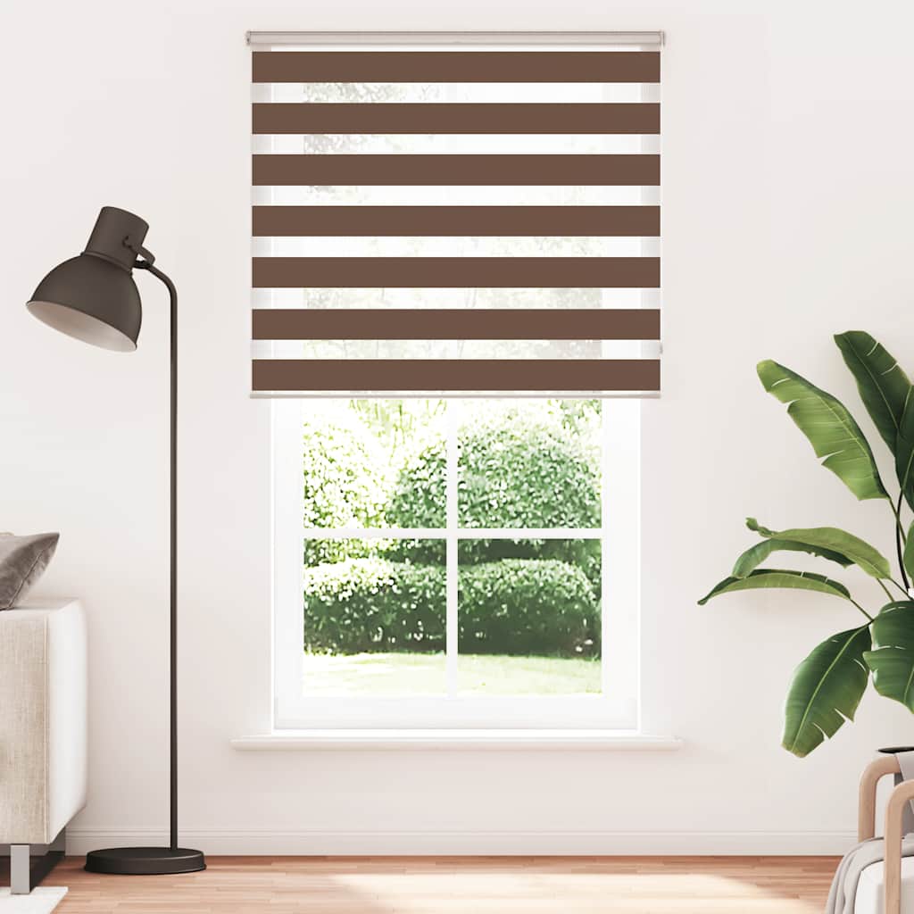 vidaXL Στόρι Ζέβρας Καφέ 135x200 εκ. Πλάτος Υφάσματος 130,9 εκ. Πολυεστέρας