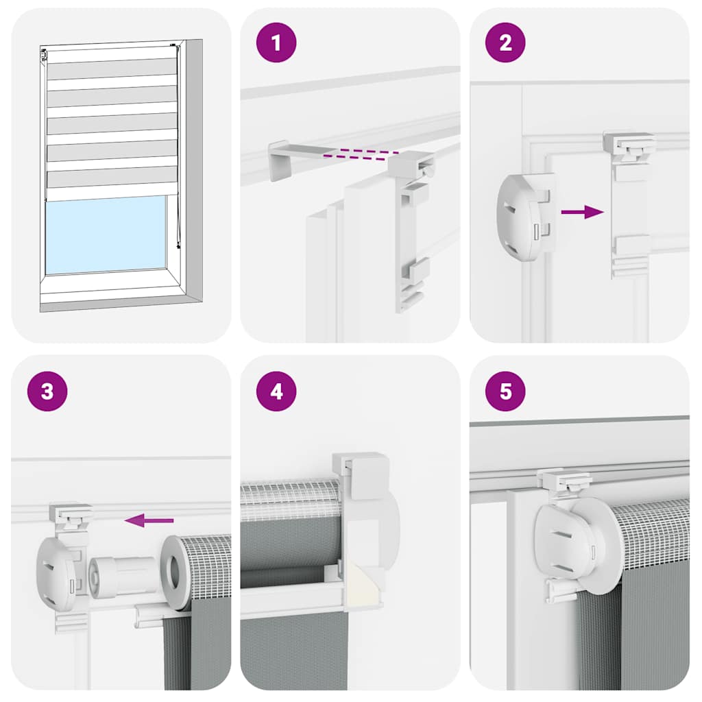 vidaXL Ζέβρα τυφλή Ανοιχτό Γκρι Πλάτος υφάσματος 50,9 εκ. Πολυεστέρας