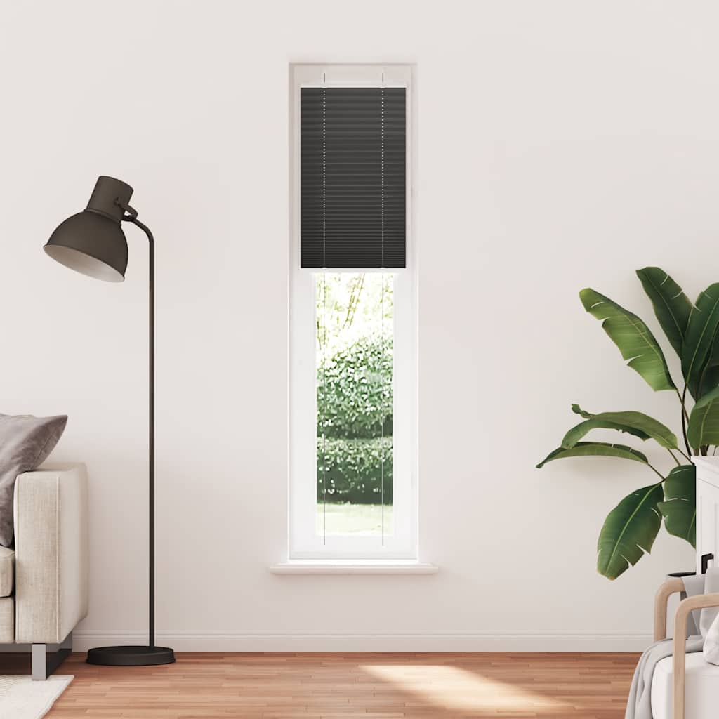 vidaXL Πλισέ Στόρι Μαύρο 45x200 εκ. Πλάτος Υφάσματος 44,4 εκ. Πολυεστέρας