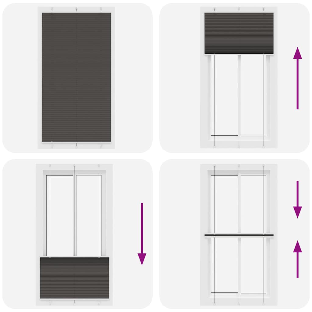vidaXL Πλισέ περσίδα Μαύρο 105x200 cm Πλάτος υφάσματος 104,4 cm