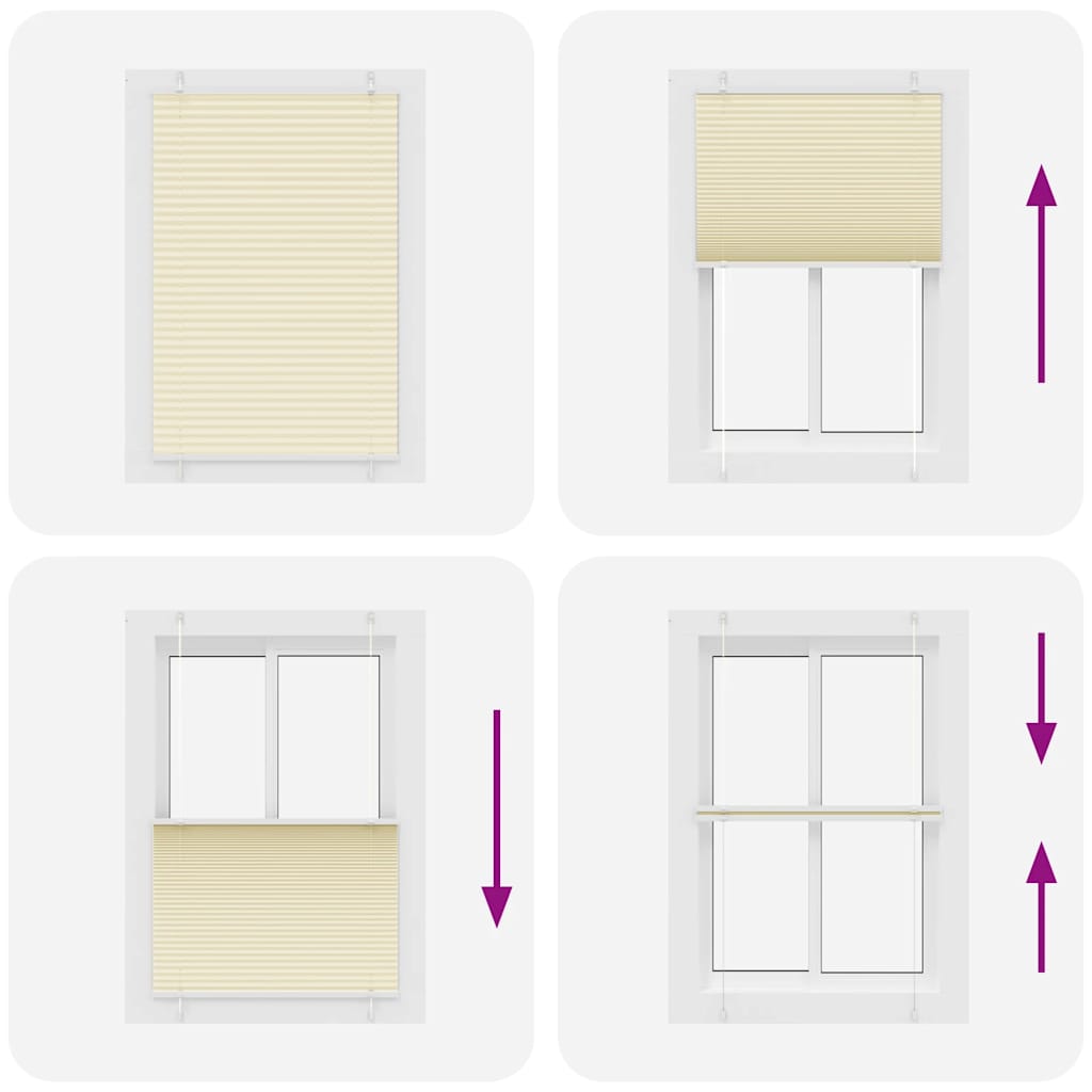 vidaXL Πλισέ περσίδα Κρέμα 95x100 cm Πλάτος υφάσματος 94,4 cm