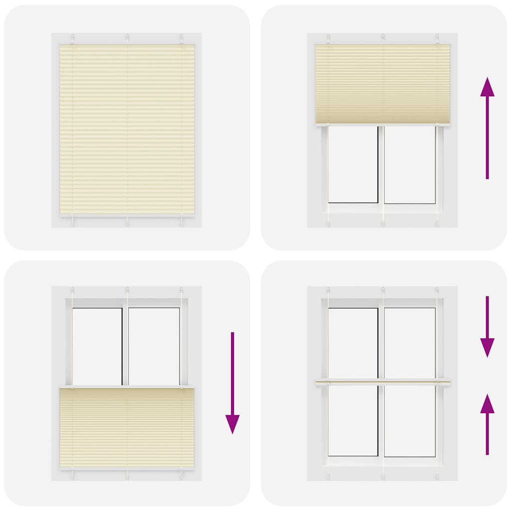 vidaXL Πλισέ περσίδα Κρέμα 110x150 cm Πλάτος υφάσματος 109,4 cm