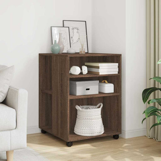vidaXL Βοηθητικό Τραπέζι με Ρόδες Καφέ Δρυς 55x60x78 εκ. Επεξ. Ξύλο