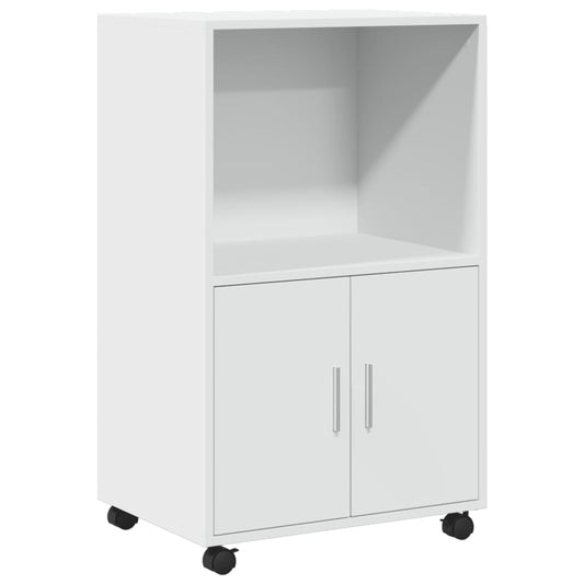 vidaXL Ντουλάπι Τροχήλατο Λευκό 55x40x91 εκ. από Επεξεργασμένο Ξύλο