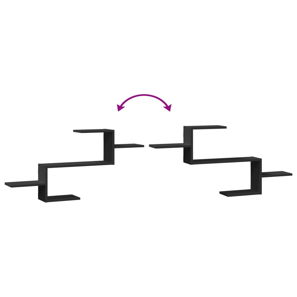 vidaXL Ράφι Τοίχου Μαύρη 104x15x49 εκ. από Επεξεργασμένο Ξύλο