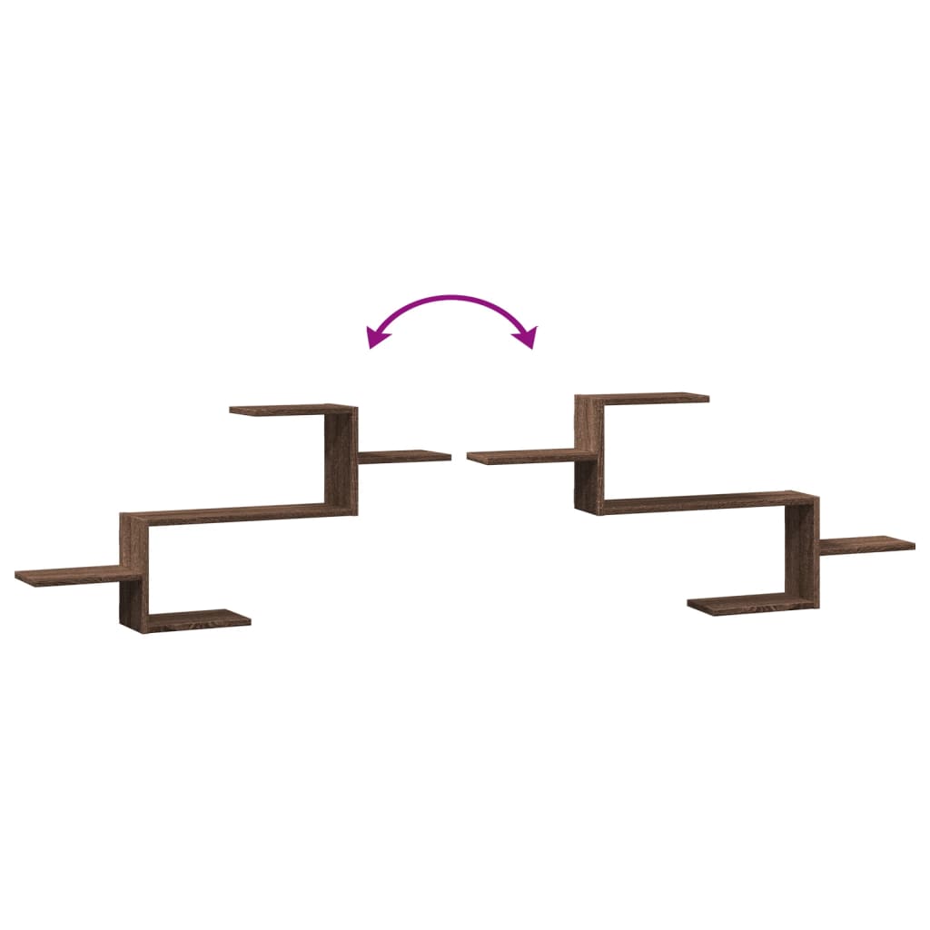 vidaXL Ραφιέρα Τοίχου Καφέ Δρυς 104x15x49 εκ. Επεξεργασμένο Ξύλο