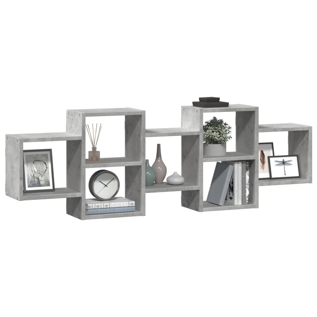 vidaXL Ραφιέρα Τοίχου Γκρι Σκυροδέματος 129x18x42 εκ. από Επεξ. Ξύλο