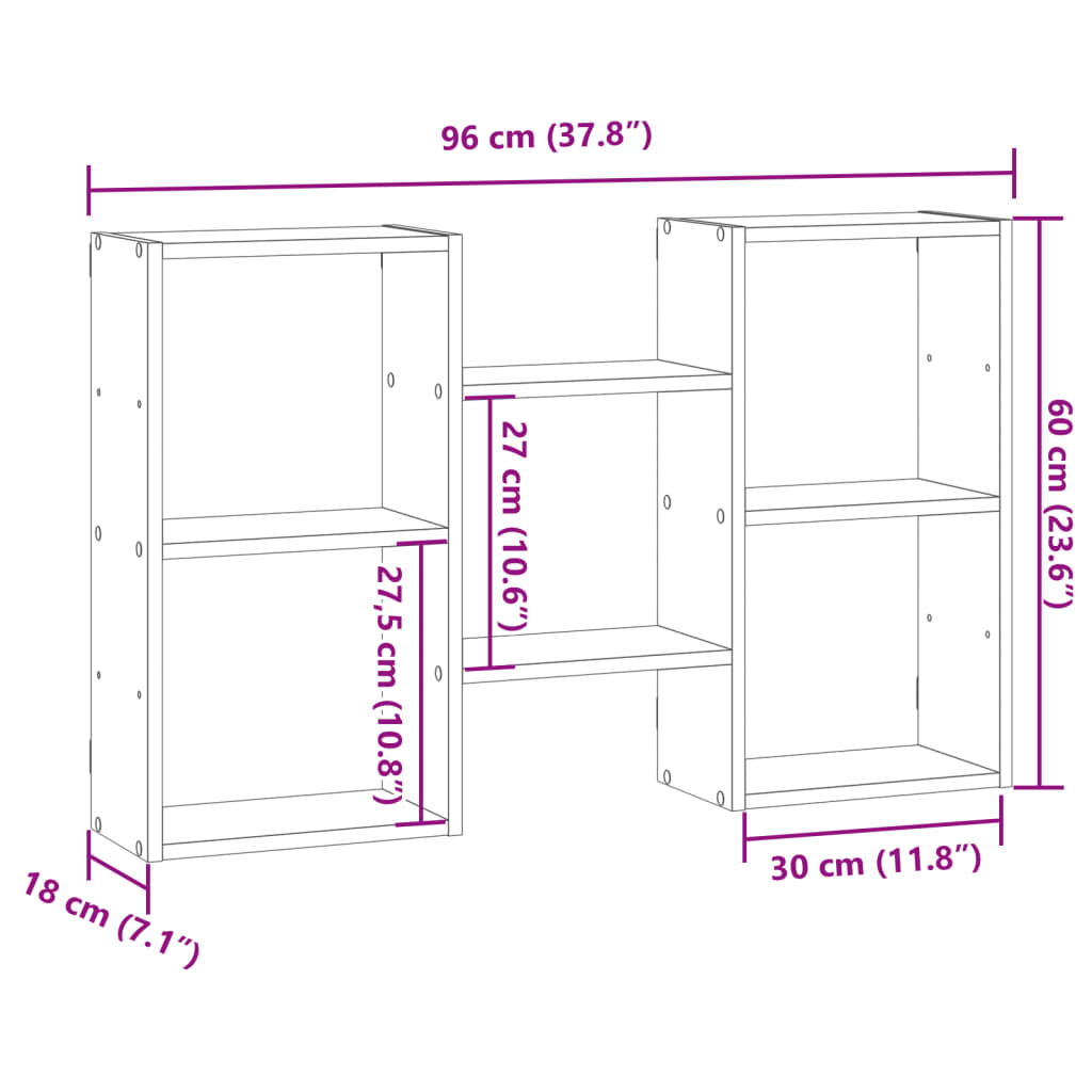 vidaXL Ραφιέρα Τοίχου Όψη Παλαιού Ξύλου 96x18x60 εκ. από Επεξ. Ξύλο