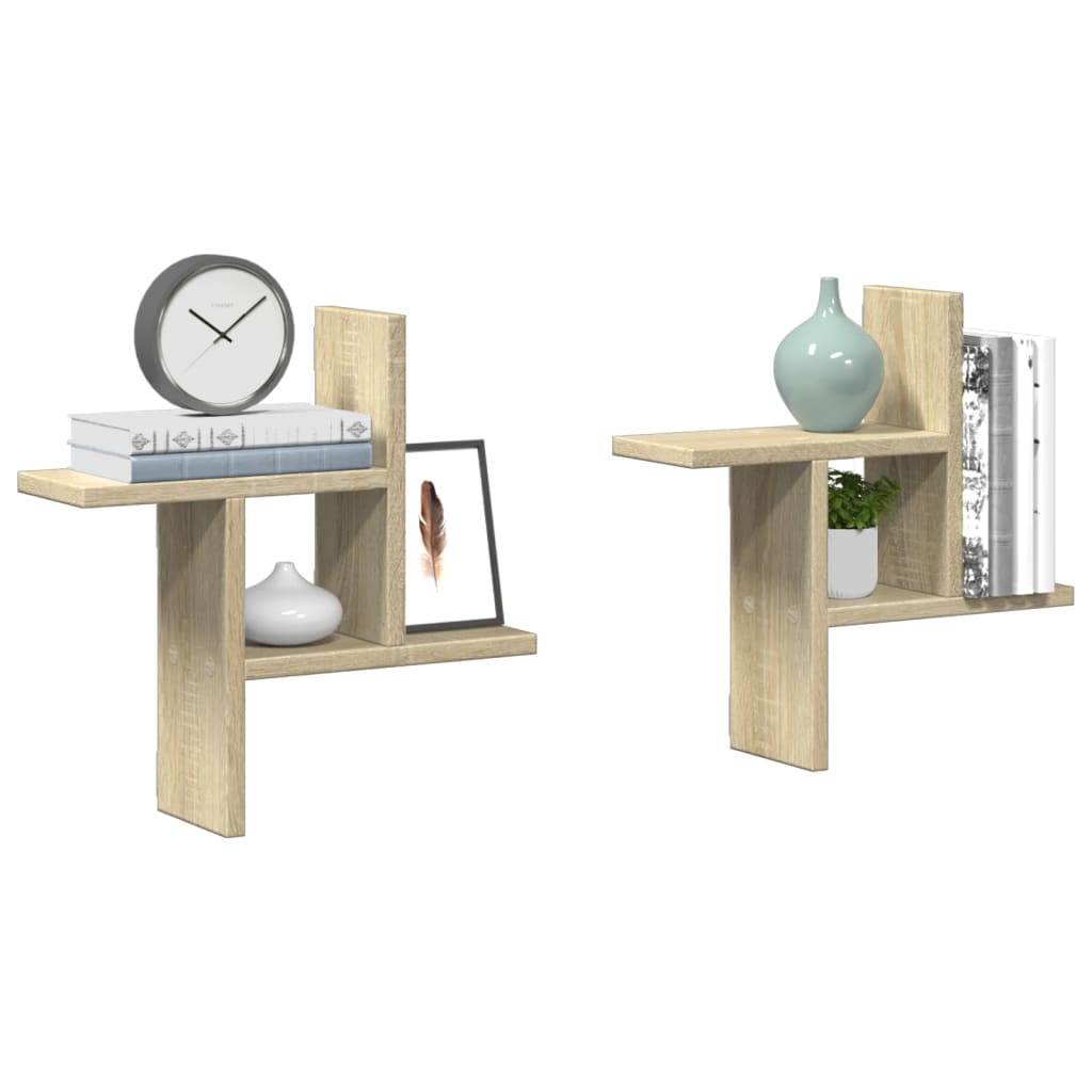 vidaXL Ραφιέρες Τοίχου 2 τεμ. Sonoma Δρυς 38x12x38 εκ. από Επεξ. Ξύλο
