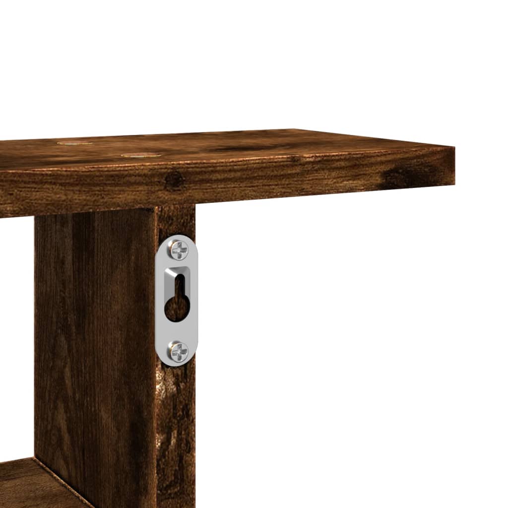 vidaXL Ραφιέρες Τοίχου 2 τεμ. Καπνιστή Δρυς 38x12x38 εκ. Επεξεργ. Ξύλο