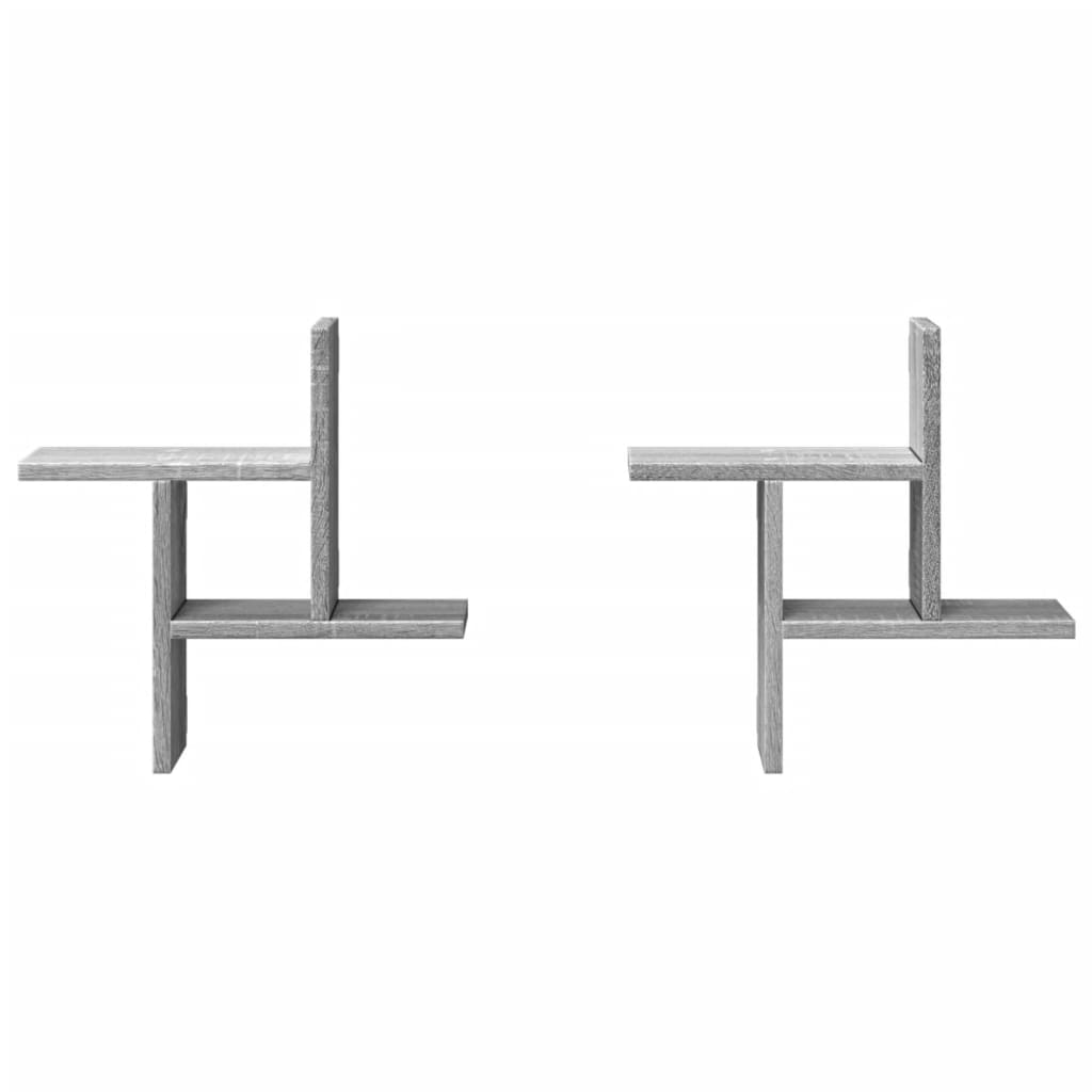 vidaXL Ραφιέρες Τοίχου 2 τεμ. Γκρι Sonoma 38x12x38 εκ. Επεξ. Ξύλο