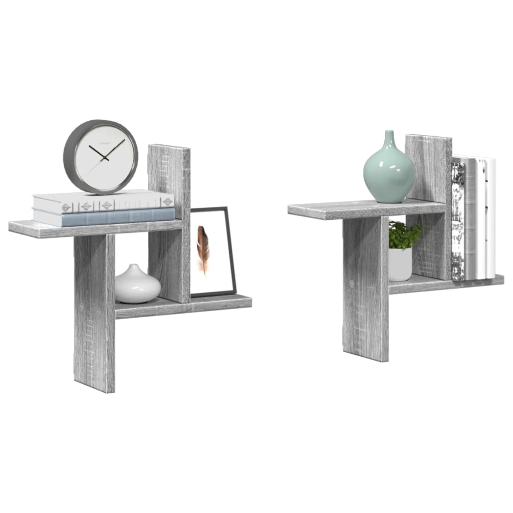 vidaXL Ραφιέρες Τοίχου 2 τεμ. Γκρι Sonoma 38x12x38 εκ. Επεξ. Ξύλο