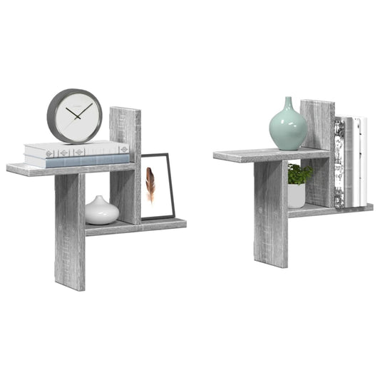 vidaXL Ραφιέρες Τοίχου 2 τεμ. Γκρι Sonoma 38x12x38 εκ. Επεξ. Ξύλο