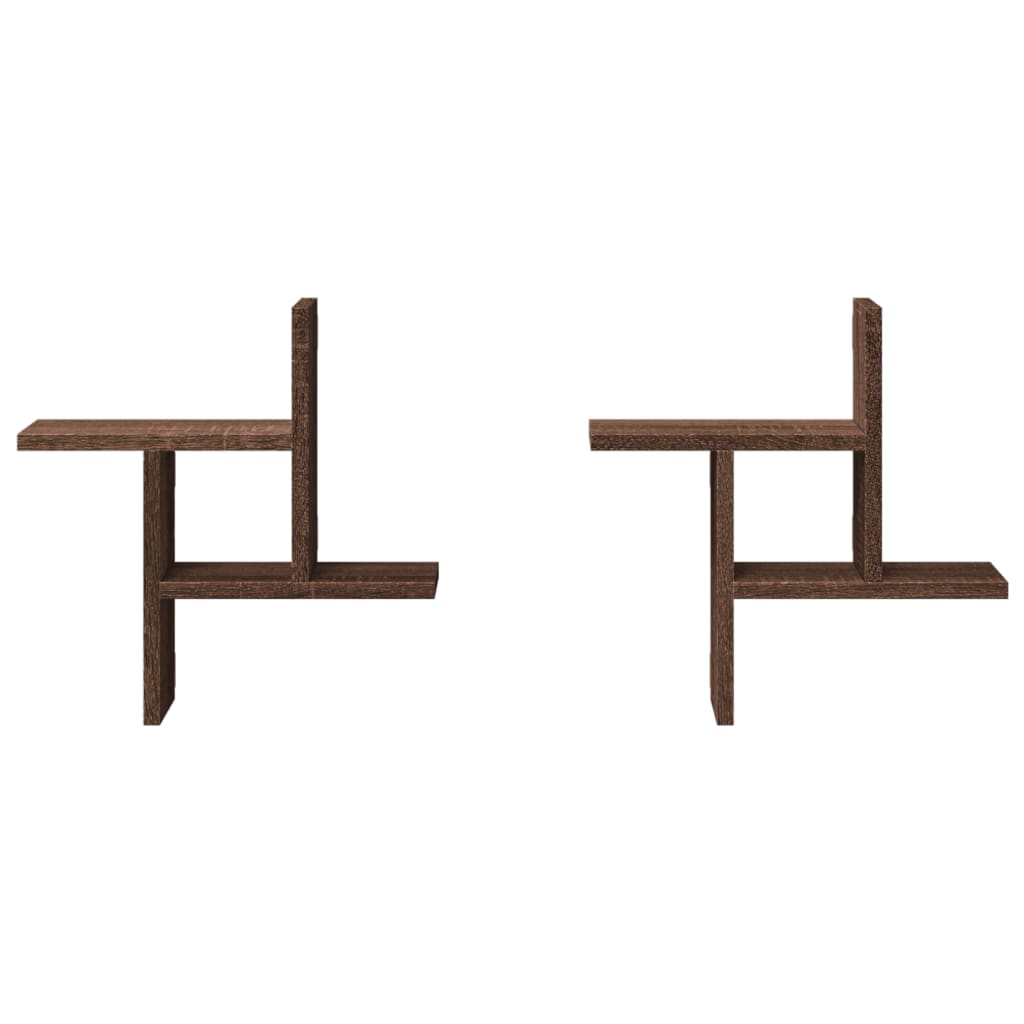 vidaXL Ραφιέρες Τοίχου 2 τεμ. Καφέ Δρυς 38x12x38εκ. Επεξεργασμένο Ξύλο