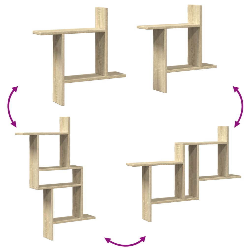 vidaXL Ραφιέρες Τοίχου 2 τεμ. Sonoma Δρυς 50x12x50 εκ. από Επεξ. Ξύλο