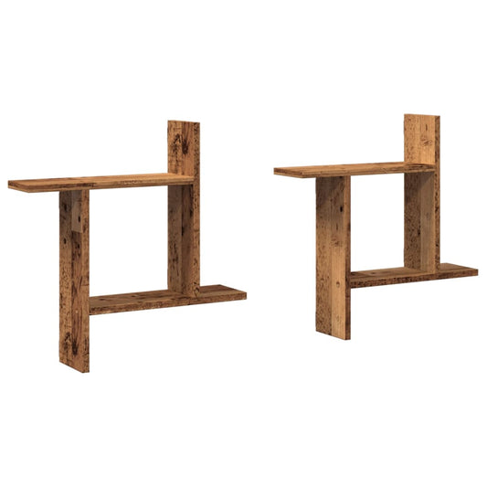 vidaXL Ραφιέρες Τοίχου 2 τεμ. Όψη Παλαιού Ξύλου 50x12x50εκ. Επεξ. Ξύλο