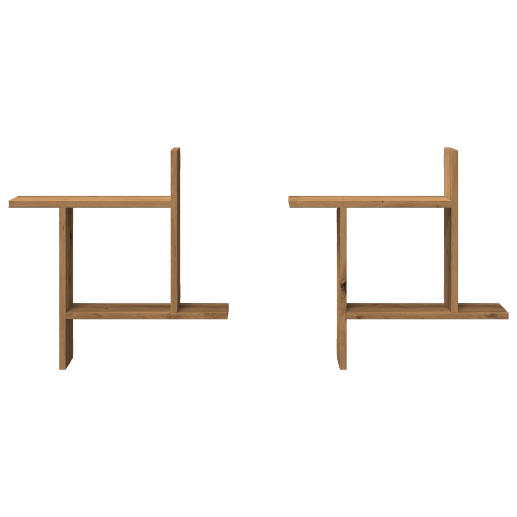 vidaXL Ραφιέρες Τοίχου 2 τεμ. Αρτισιανή Δρυς 50x12x50 εκ. Επεξ. Ξύλο