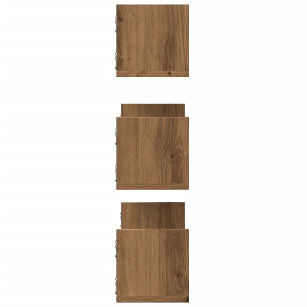 vidaXL Ραφιέρες Τοίχου 3 τεμ. Αρτισιανή Δρυς 58x18x18 εκ. Επεξ. Ξύλο
