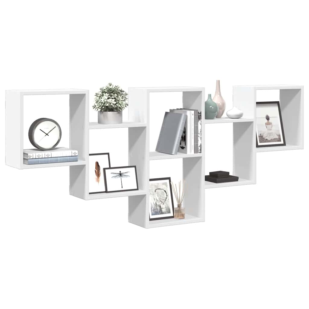 vidaXL Ραφιέρα Τοίχου Λευκό 159x18x66 εκ. από Επεξ. Ξύλο