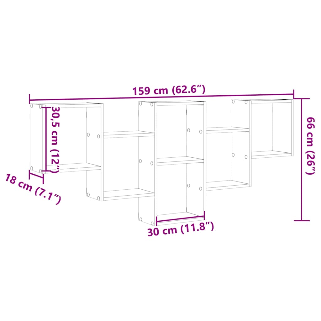 vidaXL Ραφιέρα Τοίχου Sonoma Δρυς 159x18x66 εκ. από Επεξεργ. Ξύλο