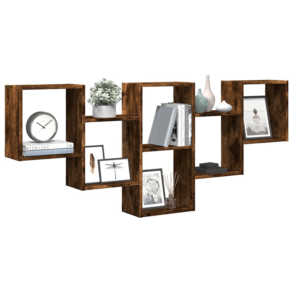 Ράφι τοίχου vidaXL Καπνιστή βελανιδιά 159x18x66 cm Κατασκευασμένο ξύλο