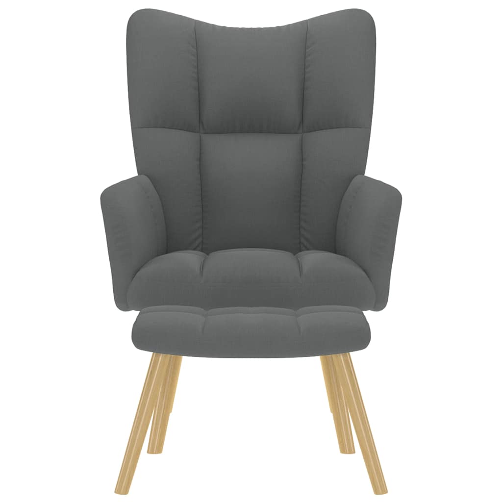 vidaXL Πολυθρόνα Relax Σκούρο Γκρι Υφασμάτινη με Υποπόδιο