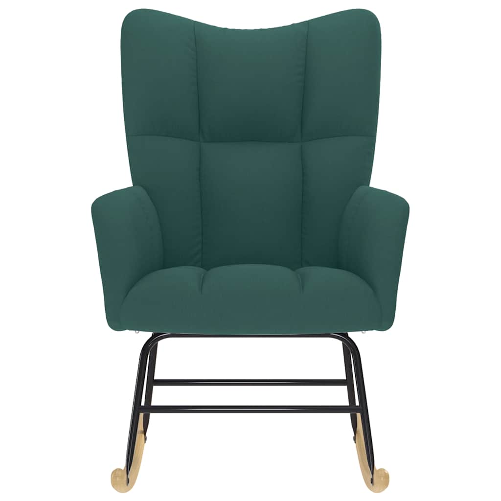 vidaXL Κουνιστή Πολυθρόνα Σκούρο Πράσινο Υφασμάτινη