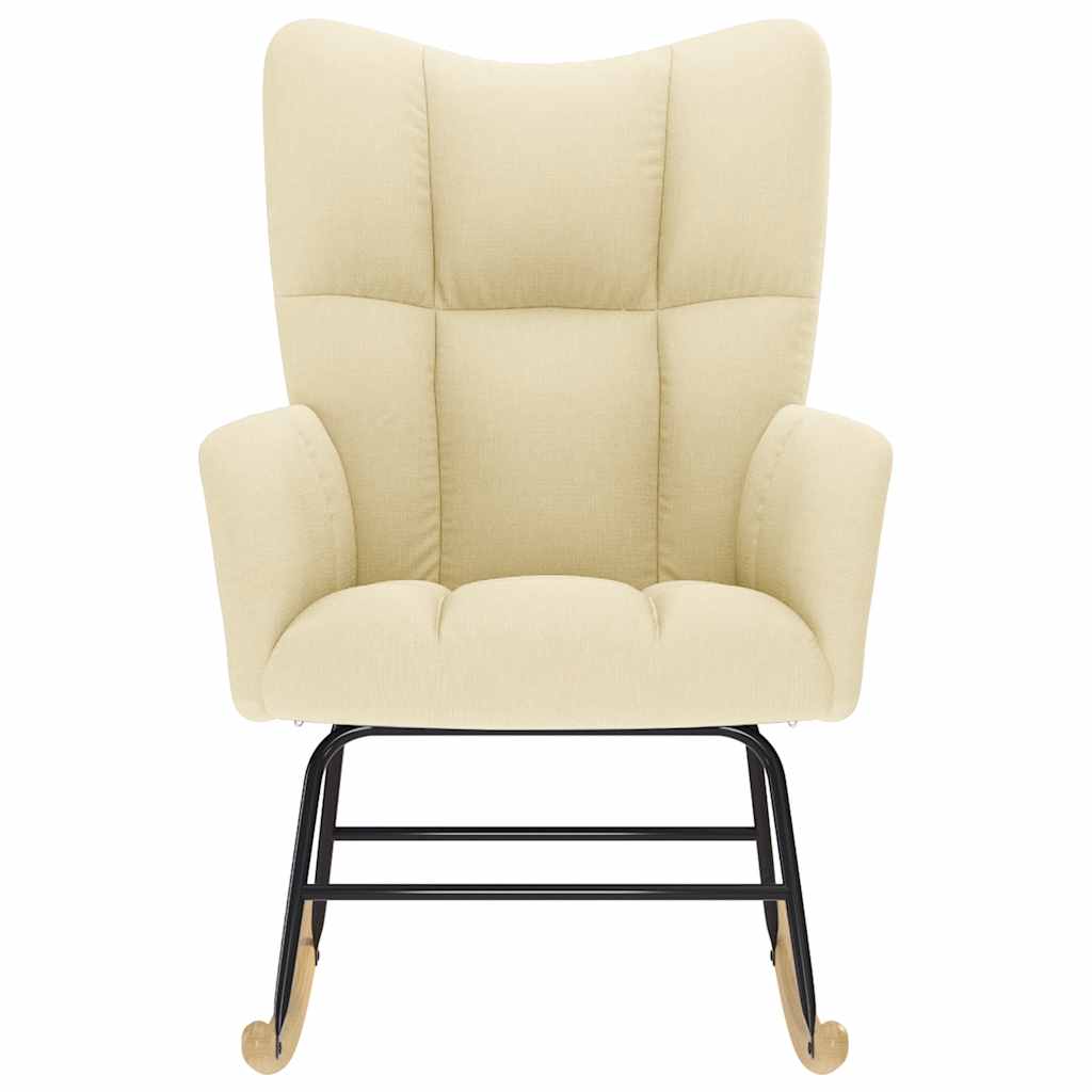 vidaXL Κουνιστή Πολυθρόνα Κρεμ Υφασμάτινη