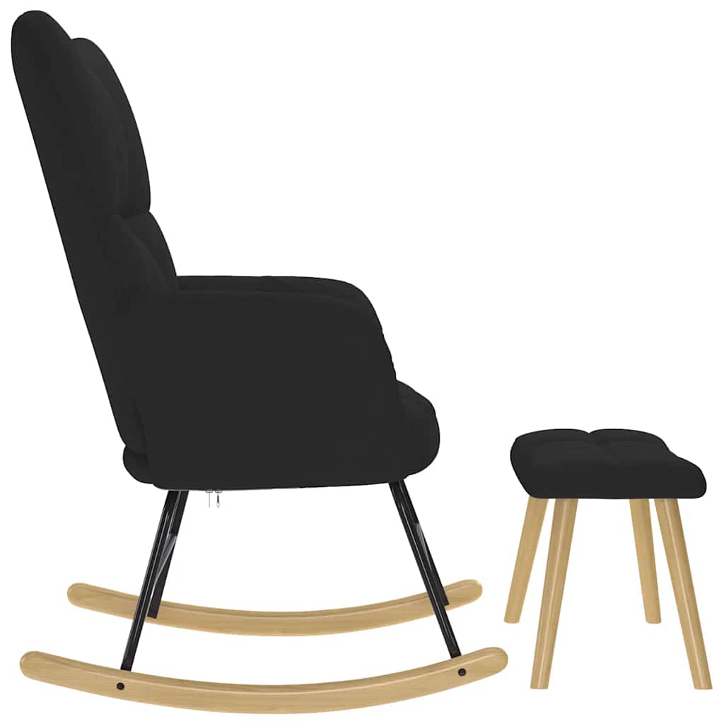 vidaXL Πολυθρόνα Κουνιστή Μαύρη Υφασμάτινη με Υποπόδιο