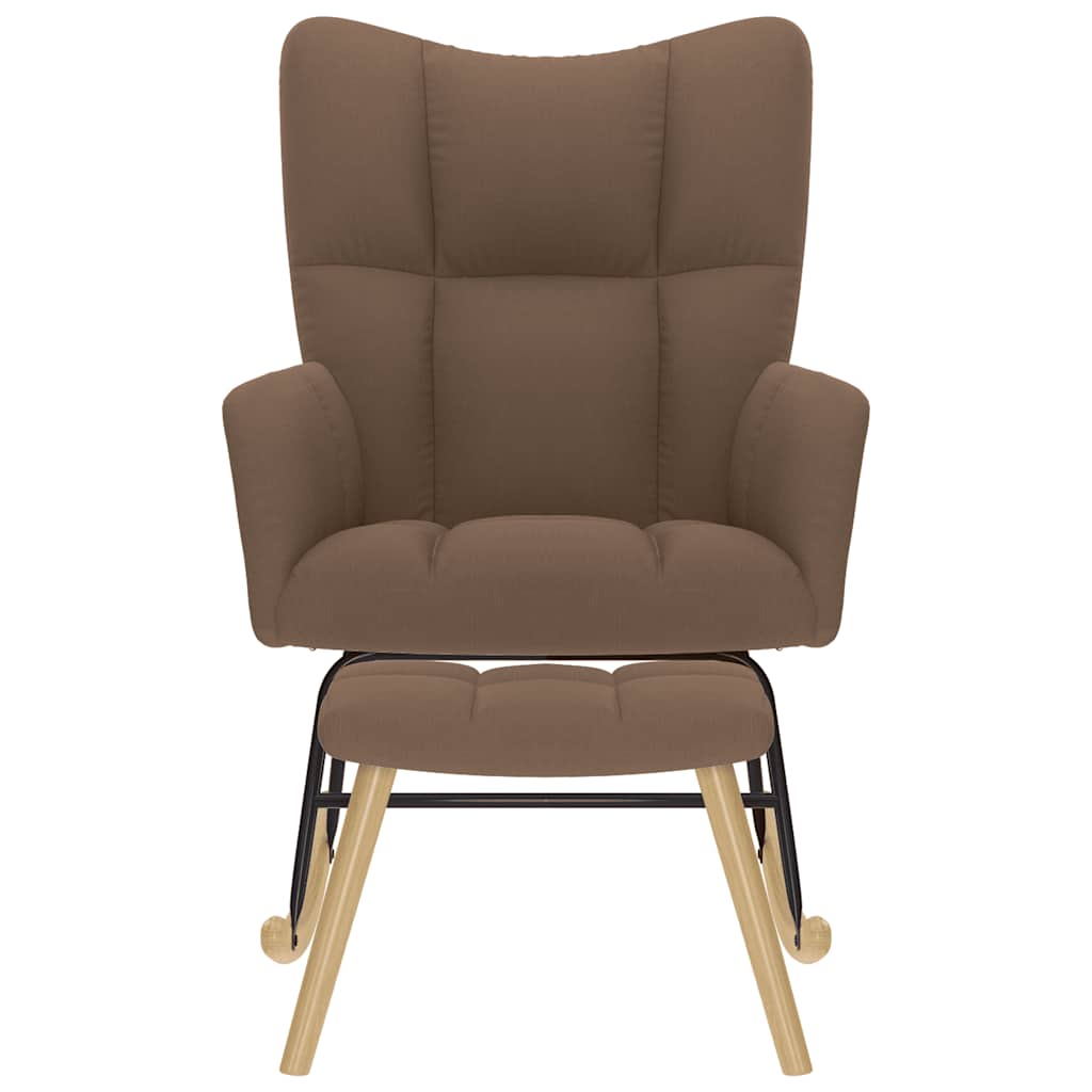 vidaXL Πολυθρόνα Κουνιστή Καφέ Υφασμάτινη με Υποπόδιο