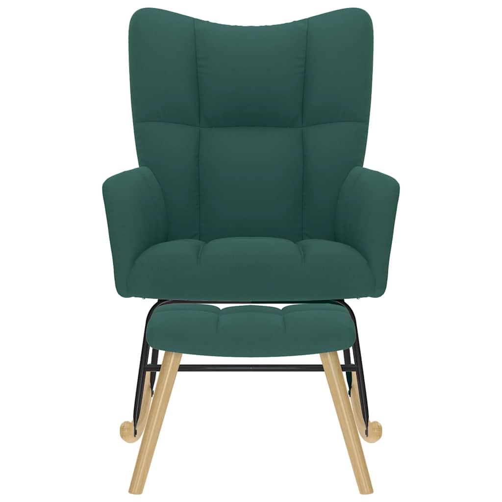 vidaXL Πολυθρόνα Κουνιστή Σκούρο Πράσινο Υφασμάτινη με Υποπόδιο