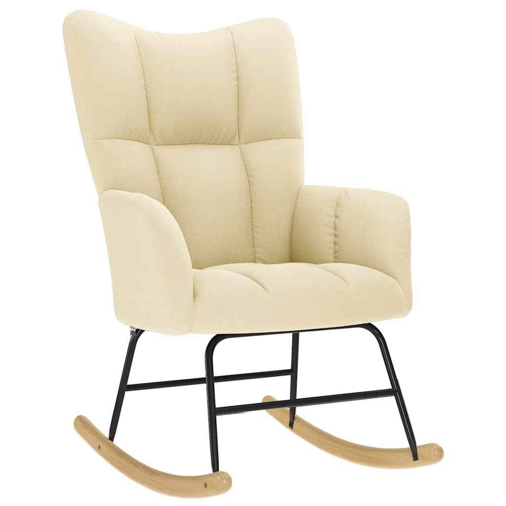 vidaXL Πολυθρόνα Κουνιστή Κρεμ Υφασμάτινη με Υποπόδιο