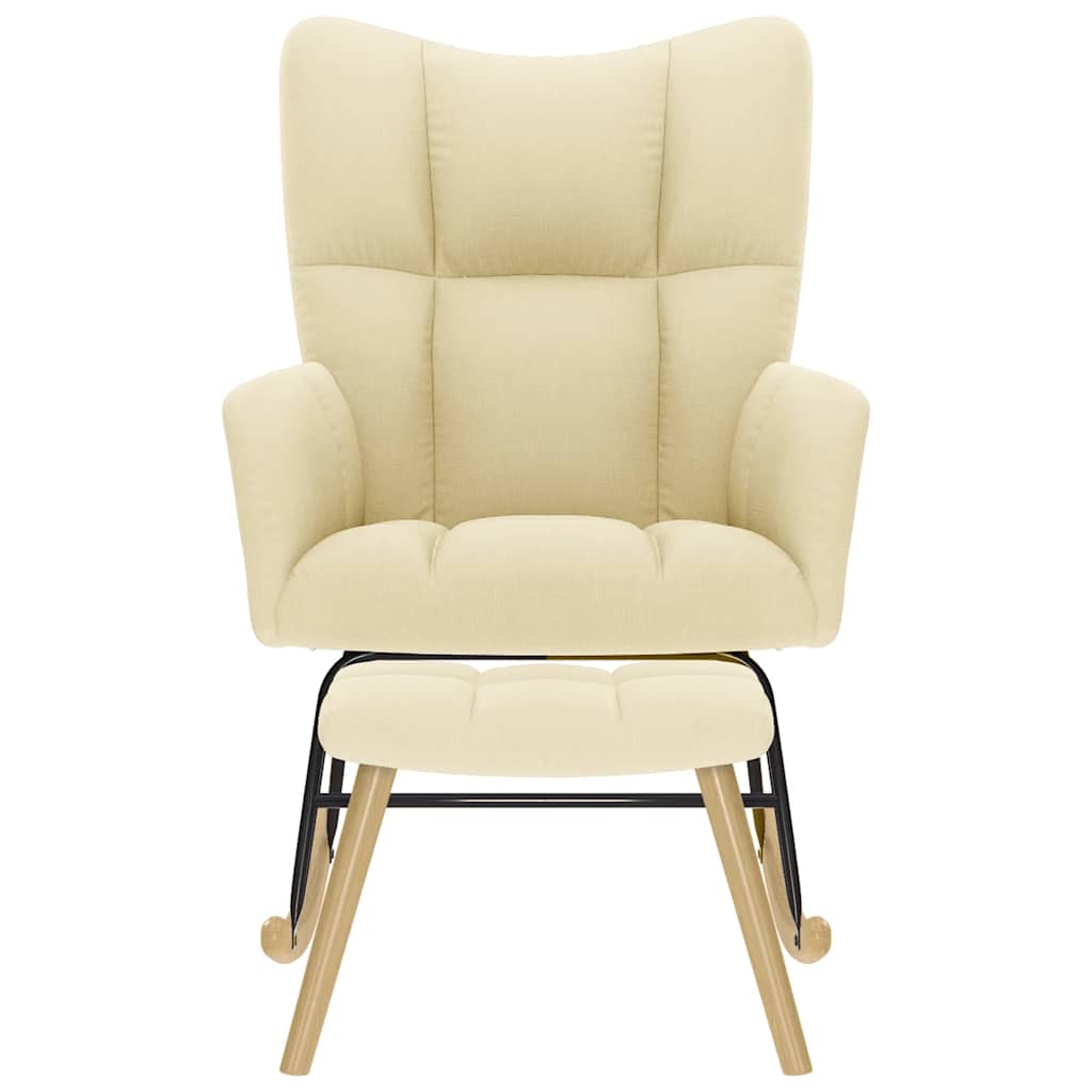 vidaXL Πολυθρόνα Κουνιστή Κρεμ Υφασμάτινη με Υποπόδιο