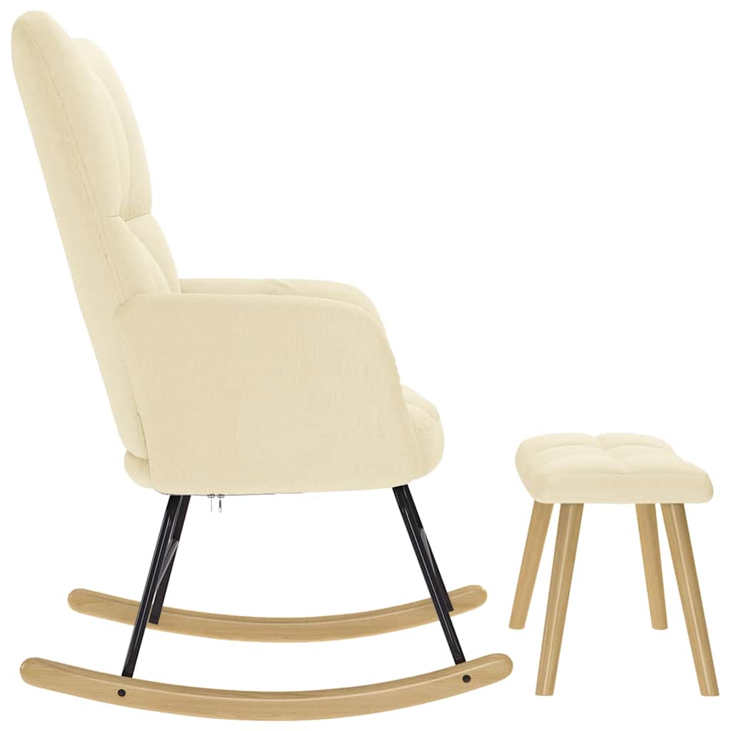 vidaXL Πολυθρόνα Κουνιστή Κρεμ Υφασμάτινη με Υποπόδιο