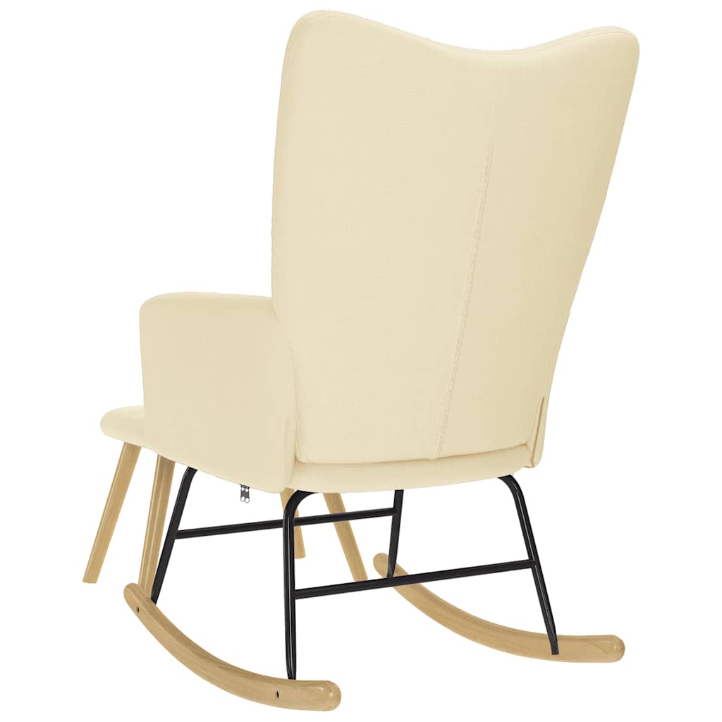 vidaXL Πολυθρόνα Κουνιστή Κρεμ Υφασμάτινη με Υποπόδιο