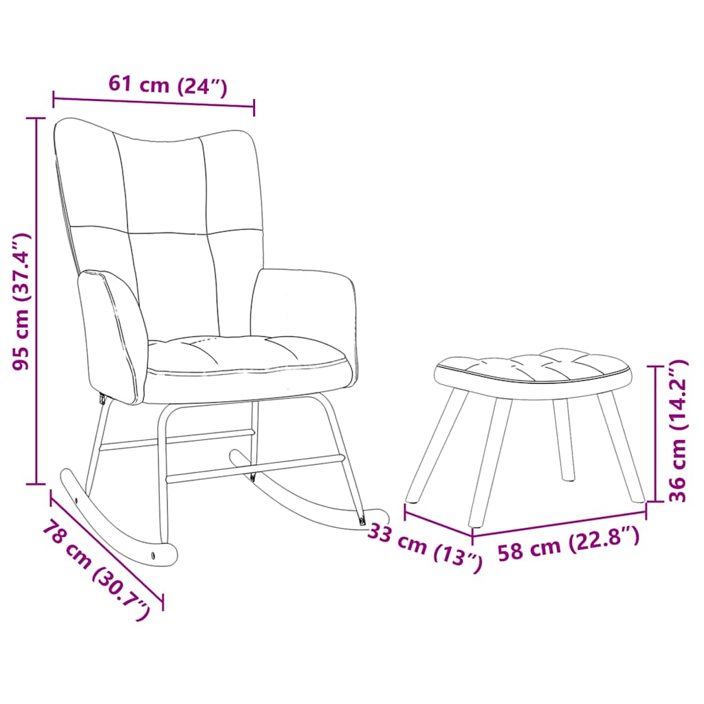 vidaXL Πολυθρόνα Κουνιστή Μπλε Υφασμάτινη με Υποπόδιο