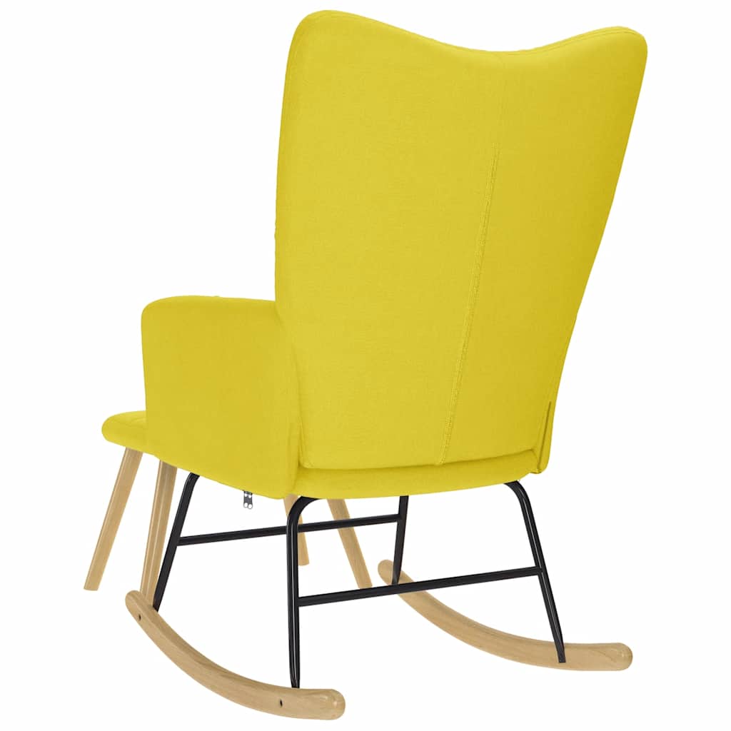 vidaXL Κουνιστή καρέκλα με υποπόδιο ανοιχτό κίτρινο ύφασμα