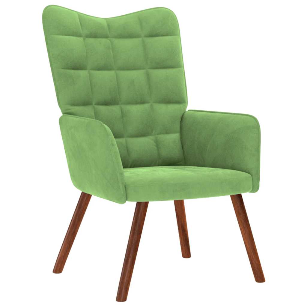 vidaXL Πολυθρόνα Relax Ανοιχτό Πράσινο Βελούδινη με Σκαμπό