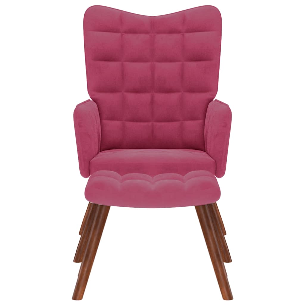 vidaXL Πολυθρόνα Relax Μπορντό Βελούδινη με Σκαμπό