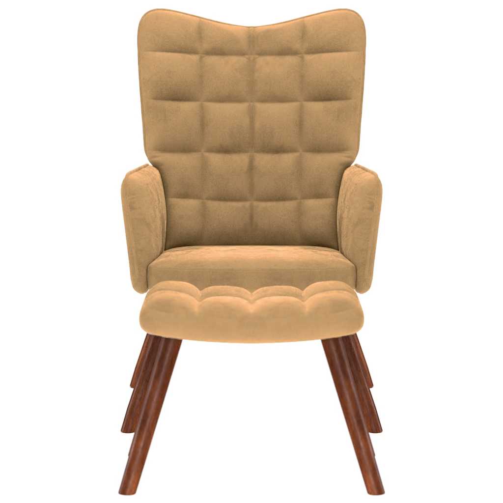 vidaXL Πολυθρόνα Relax Καφέ Βελούδινη με Σκαμπό