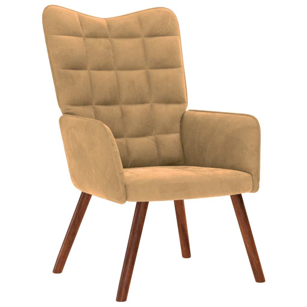 vidaXL Πολυθρόνα Relax Καφέ Βελούδινη με Σκαμπό