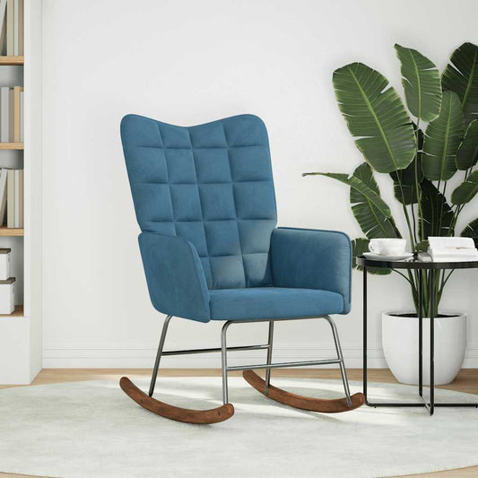 vidaXL Πολυθρόνα Κουνιστή Μπλε Βελούδινη