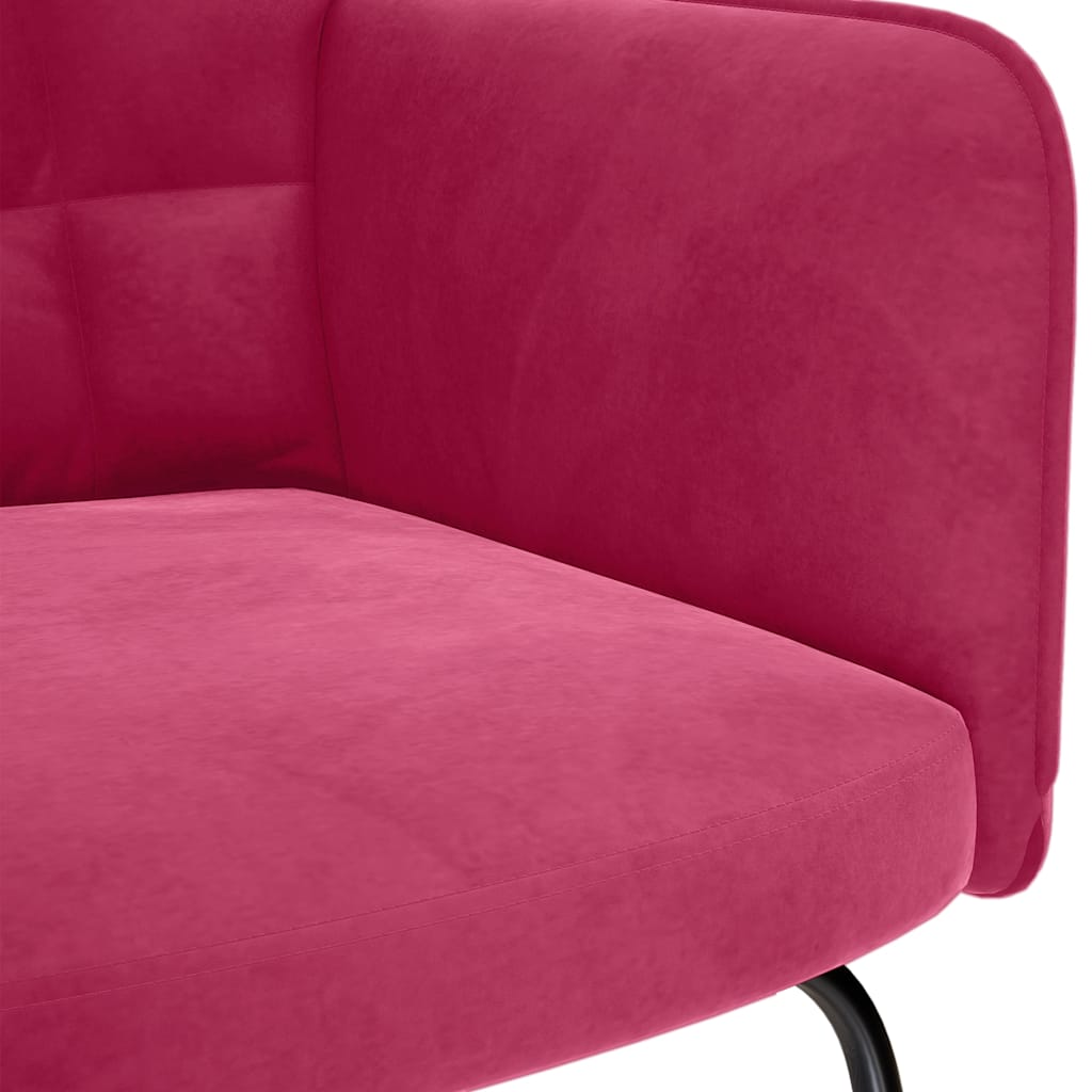 vidaXL Κουνιστή πολυθρόνα με σκαμνί Wine Red Velvet