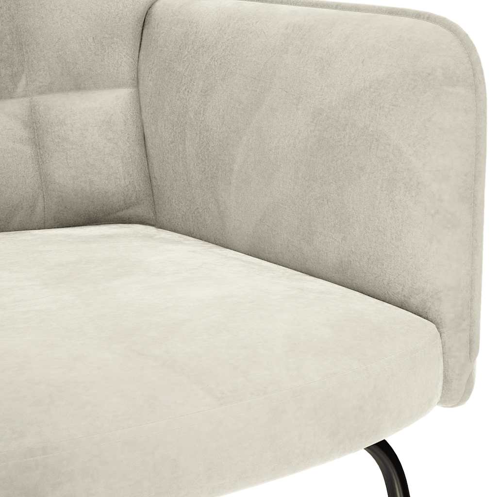 vidaXL Κουνιστή Πολυθρόνα με Σκαμπό σε Κρεμ Βελούδο