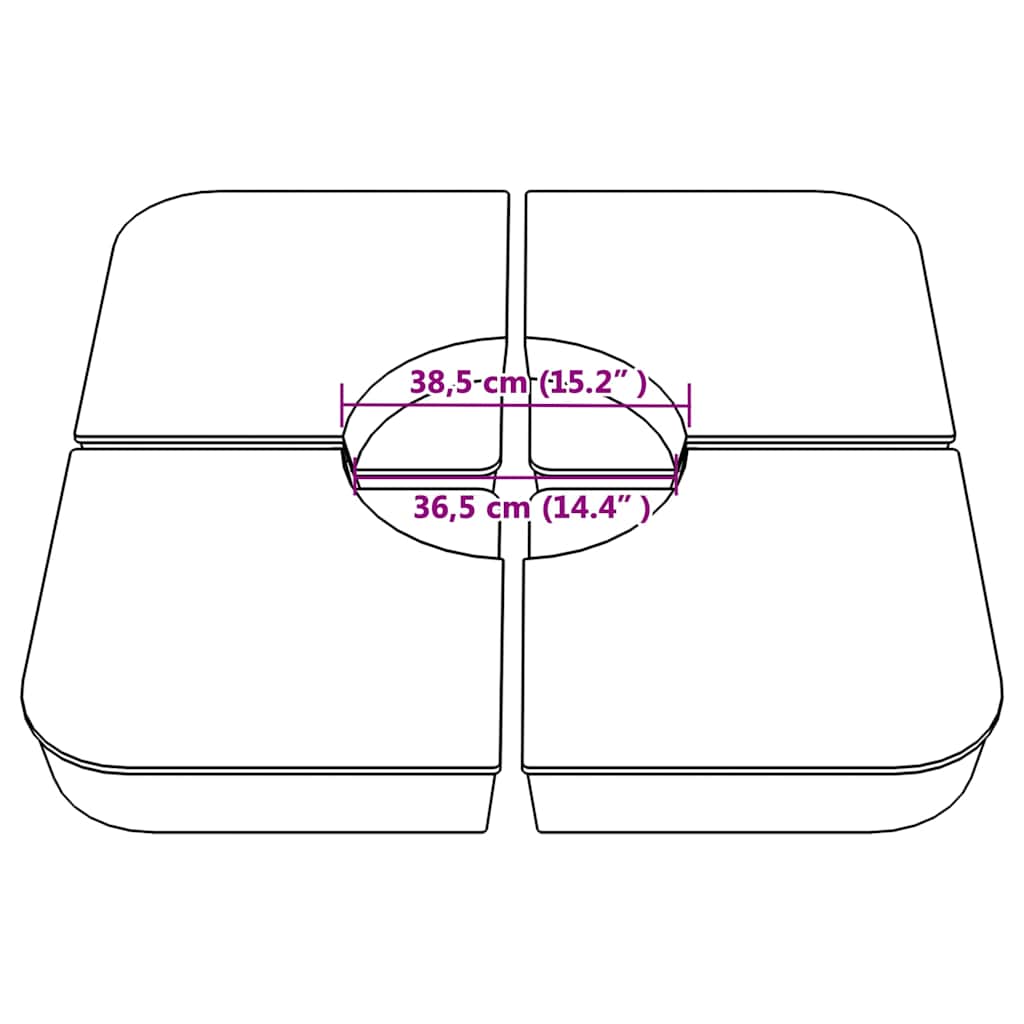 vidaXL 4 τεμαχίων σετ βάσης ομπρέλας για ομπρέλα με σταυρό 100 kg PP