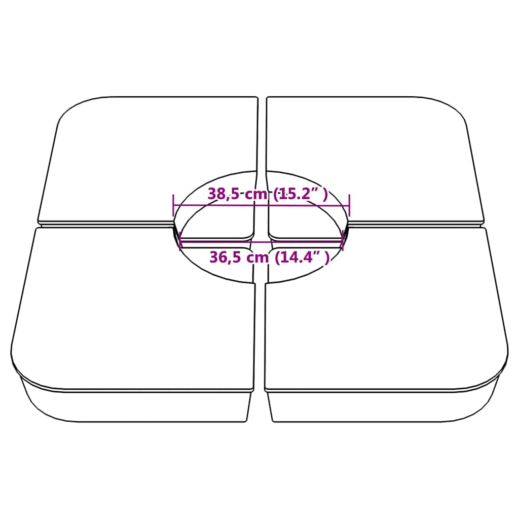 vidaXL 4 τεμαχίων σετ βάσης ομπρέλας για ομπρέλα με σταυρό 100 kg PP