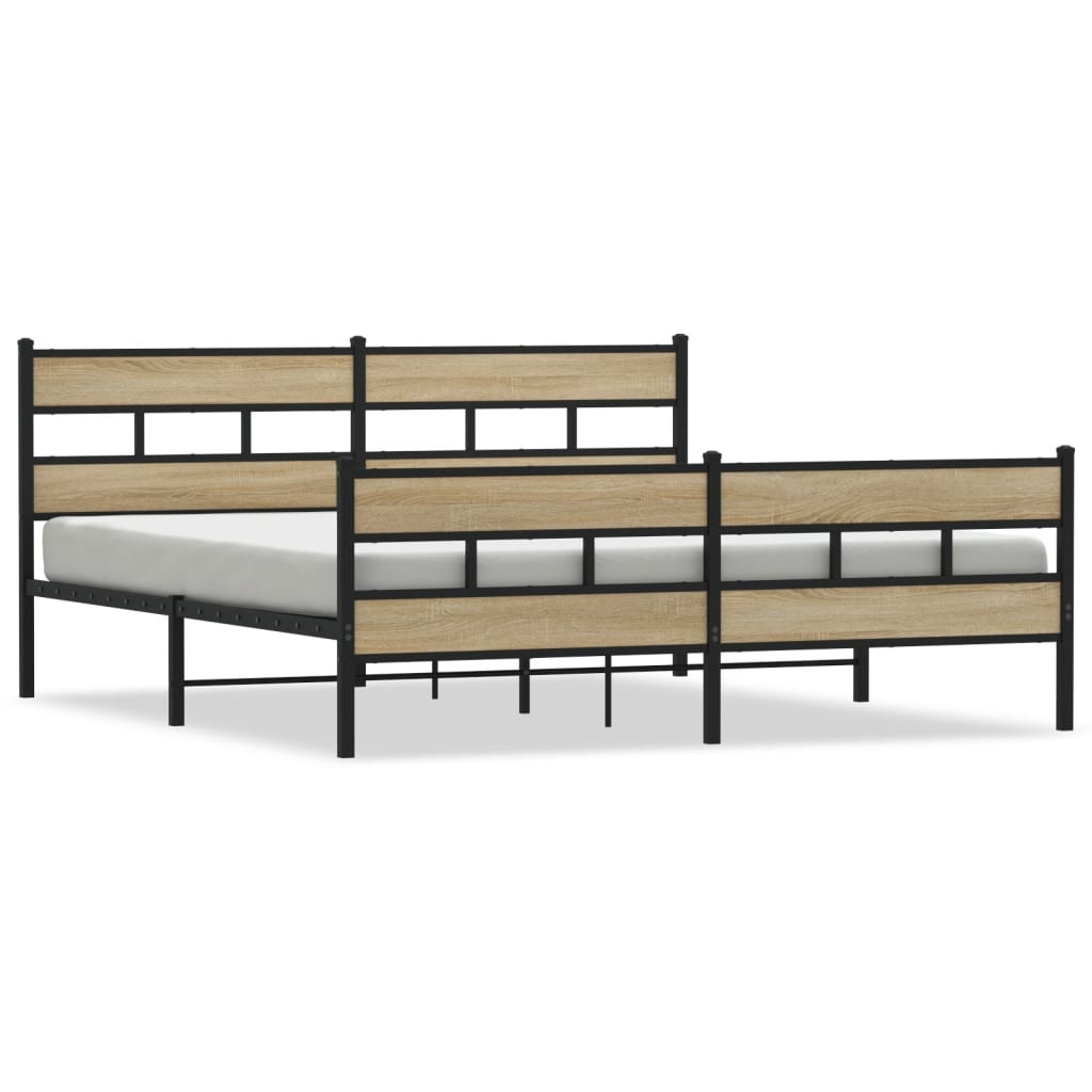 vidaXL Σκελετός Κρεβ. Χωρίς Στρώμα Sonoma Δρυς 180x200 εκ. Μεταλλικό