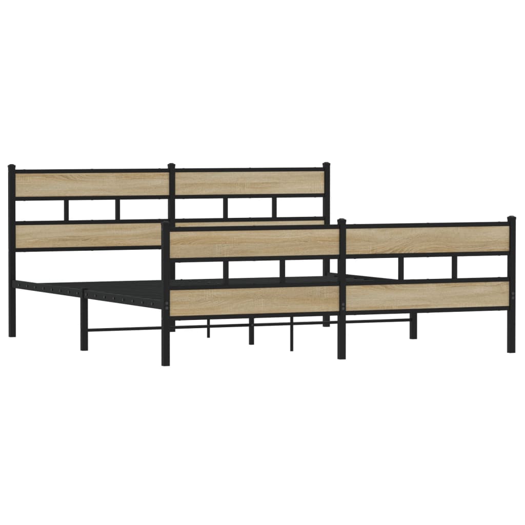 vidaXL Σκελετός Κρεβ. Χωρίς Στρώμα Sonoma Δρυς 180x200 εκ. Μεταλλικό
