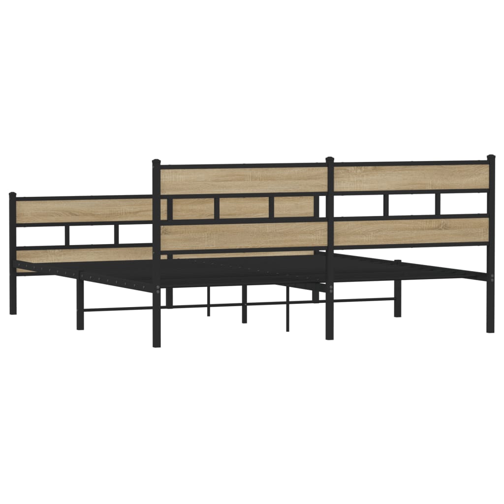 vidaXL Σκελετός Κρεβ. Χωρίς Στρώμα Sonoma Δρυς 180x200 εκ. Μεταλλικό